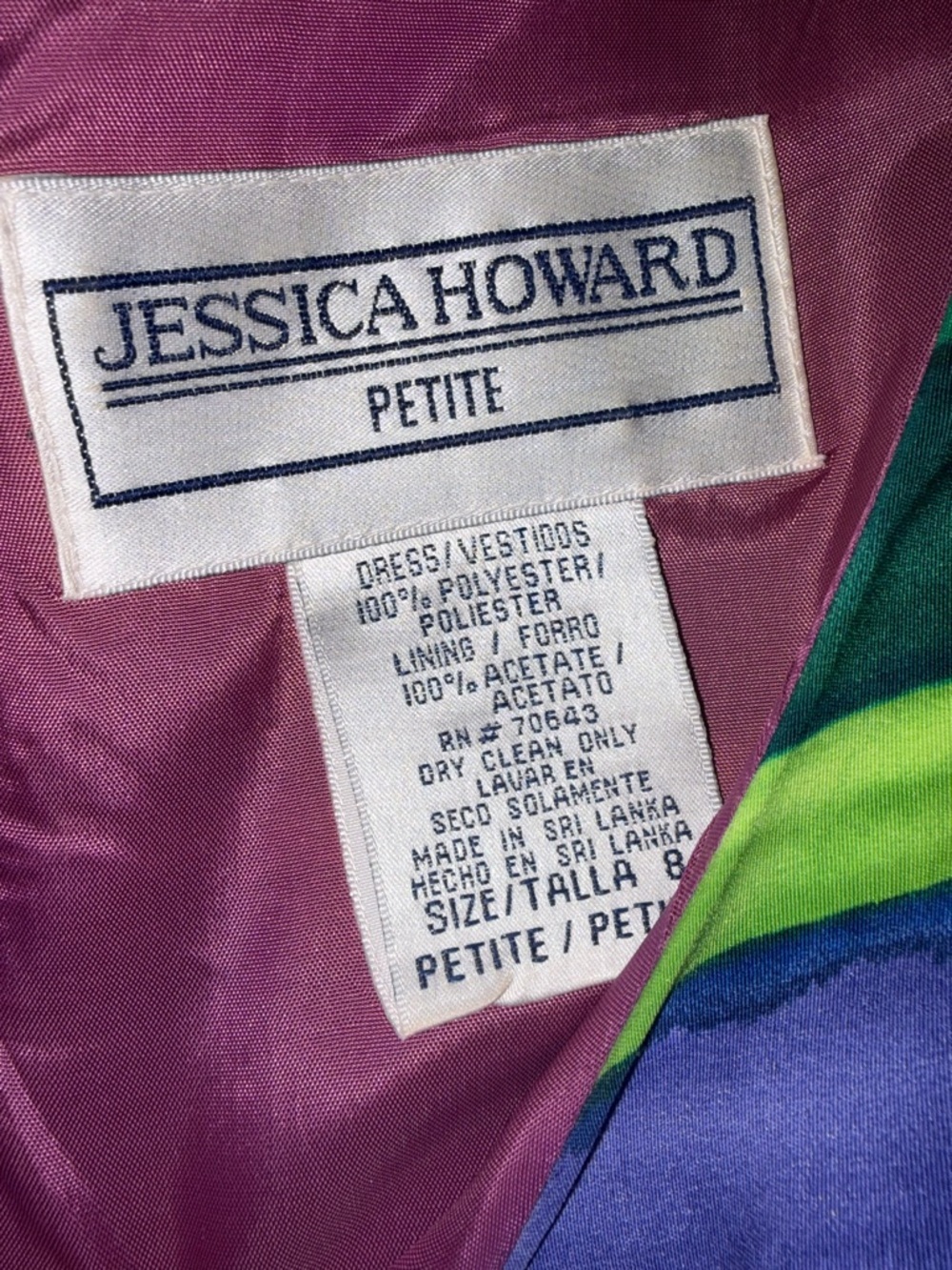 Jessica Howard Petite Multicolor Striped Shift Dress - Blue/Green/Purple - Picture 2 of 5